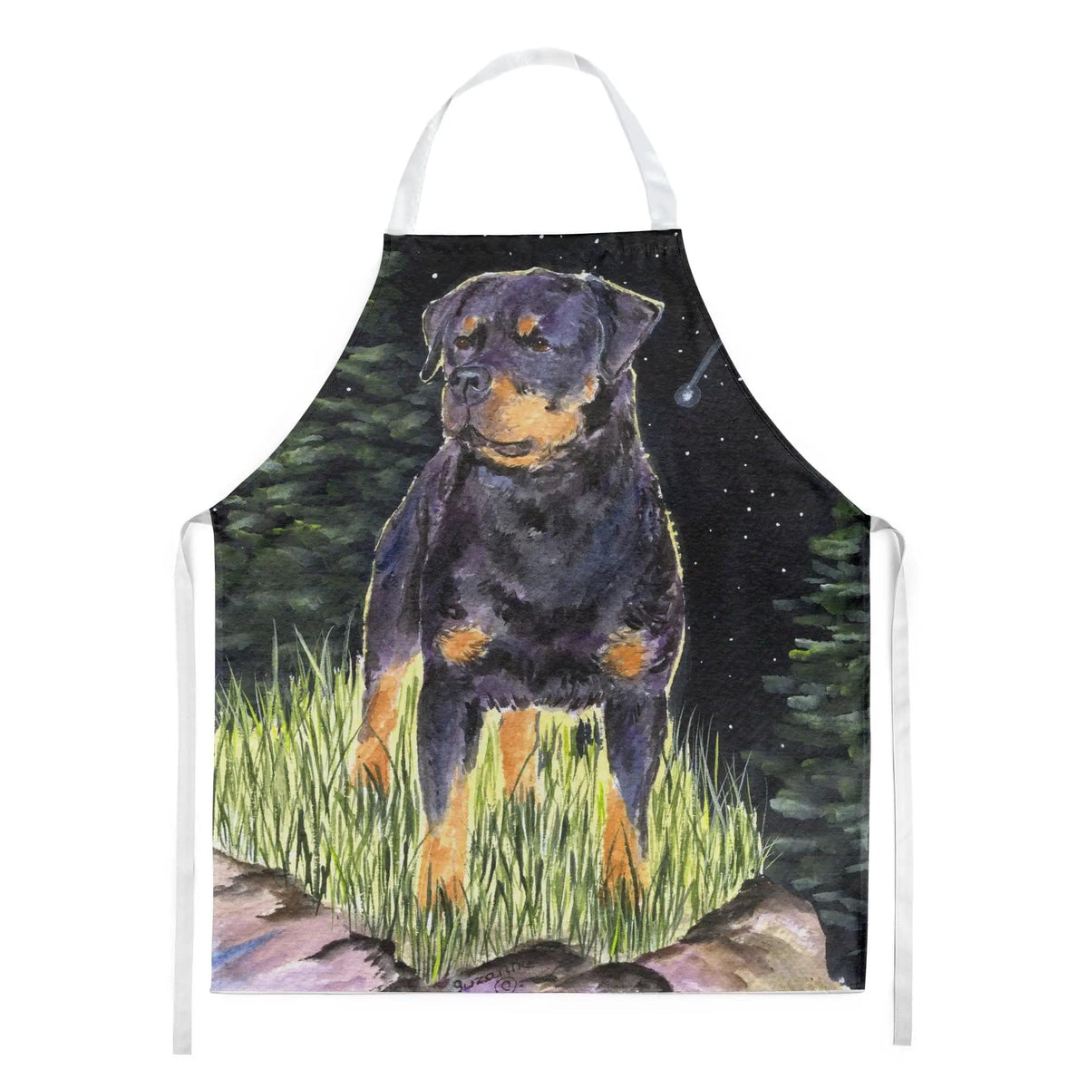 Kitchen Apron | Bib Style Unisex | 27"W x 30"H | Starry Night Rottweiler