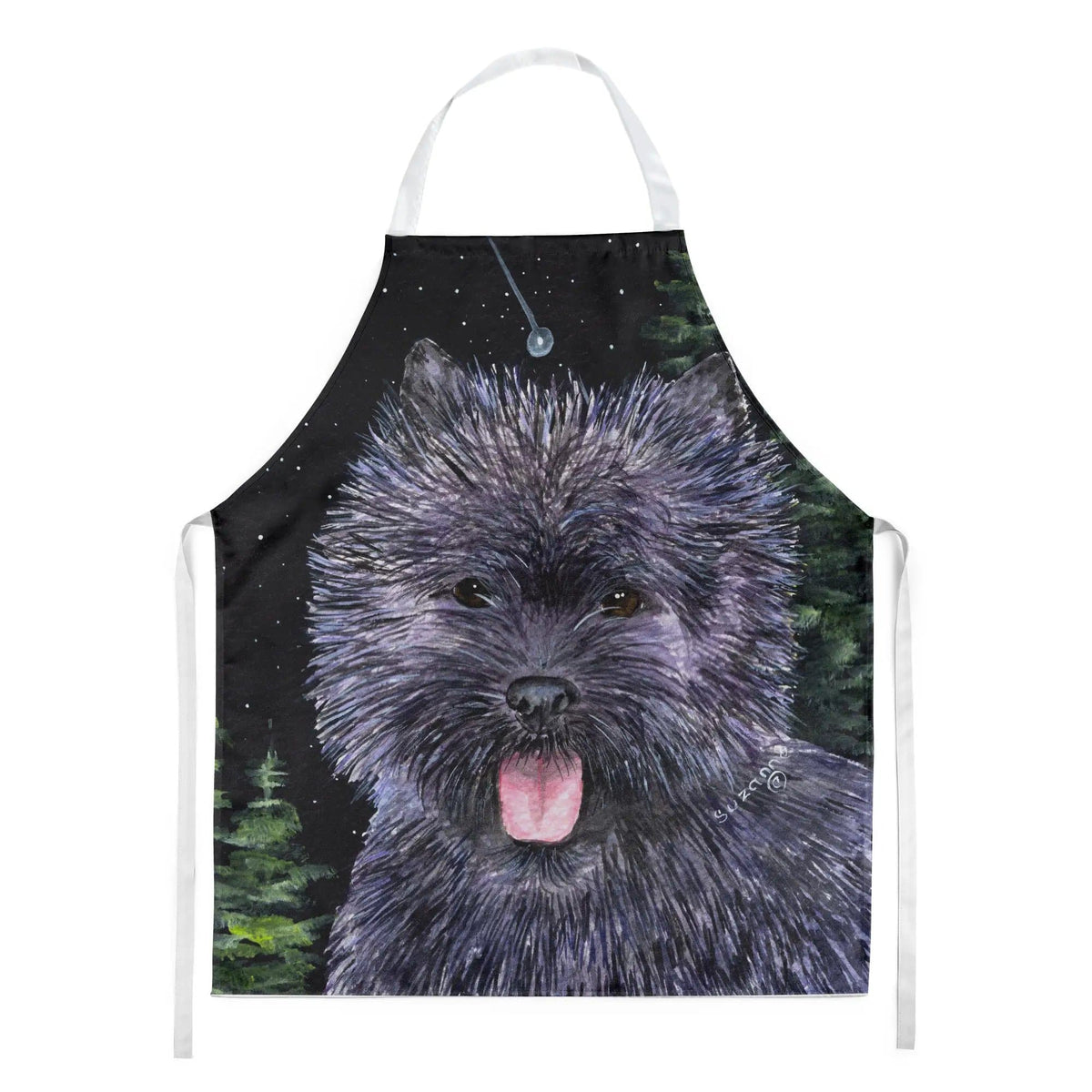 Kitchen Apron | Bib Style Unisex | 27"W x 30"H | Starry Night Cairn Terrier (Style 2)
