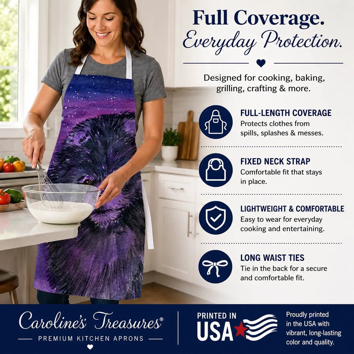 Kitchen Apron | Bib Style Unisex | 27"W x 30"H | Starry Night Pomeranian (Style 3)