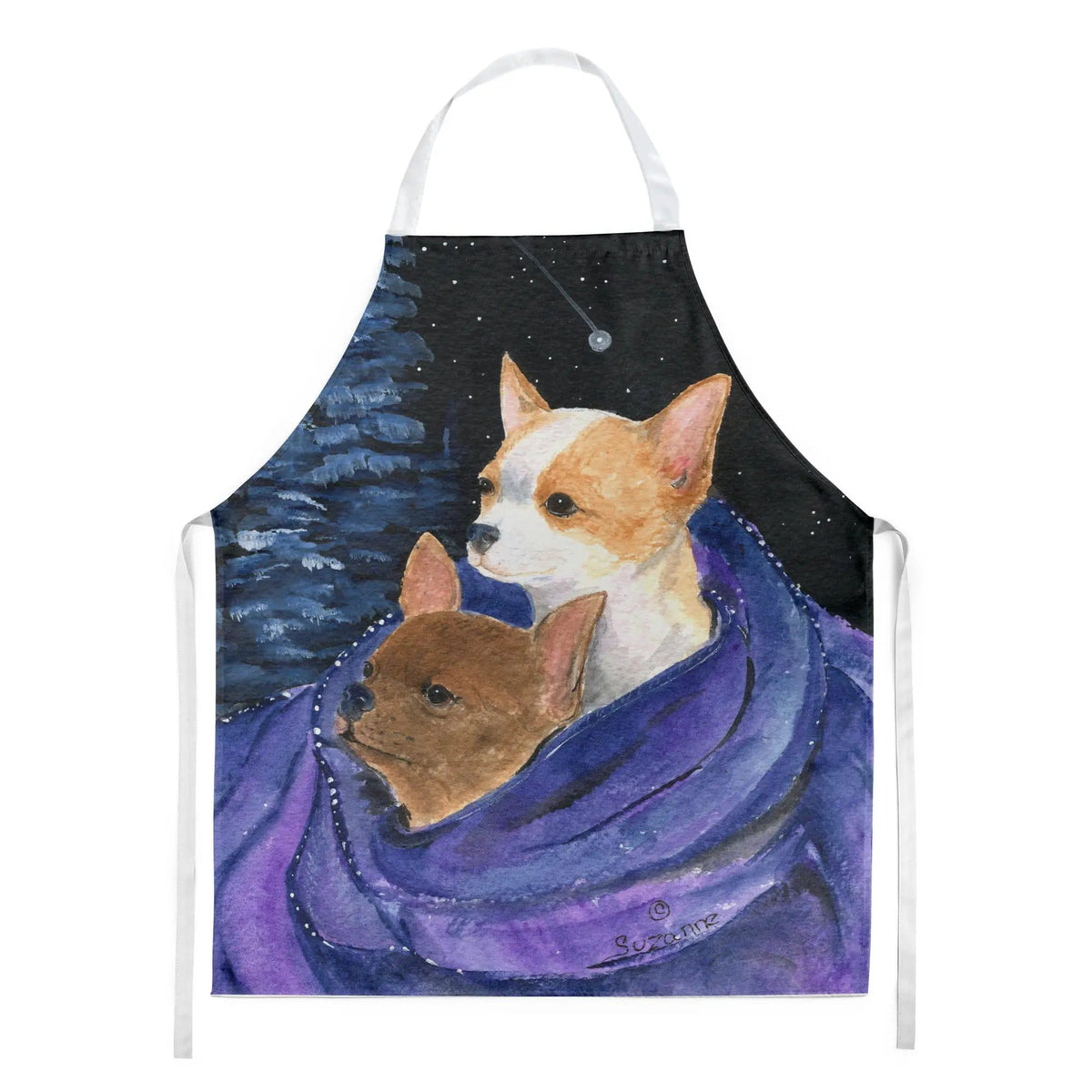 Kitchen Apron | Bib Style Unisex | 27"W x 30"H | Starry Night Chihuahua (Style 4)