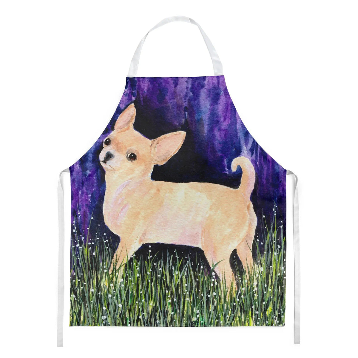 Kitchen Apron | Bib Style Unisex | 27"W x 30"H | Starry Night Chihuahua (Style 2)