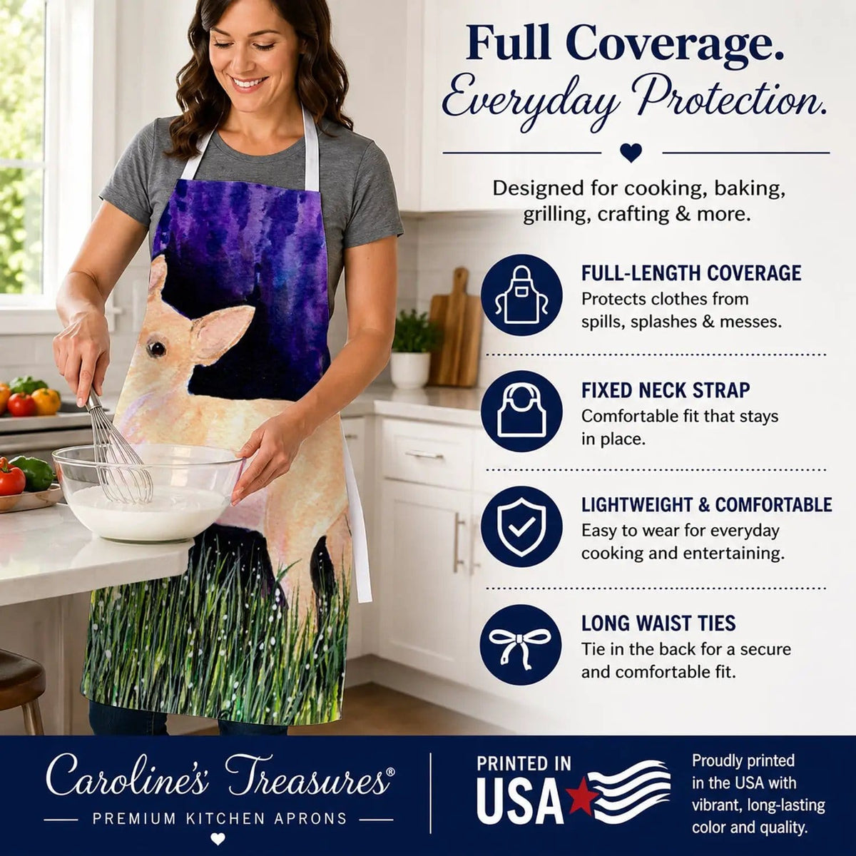 Kitchen Apron | Bib Style Unisex | 27"W x 30"H | Starry Night Chihuahua (Style 2)