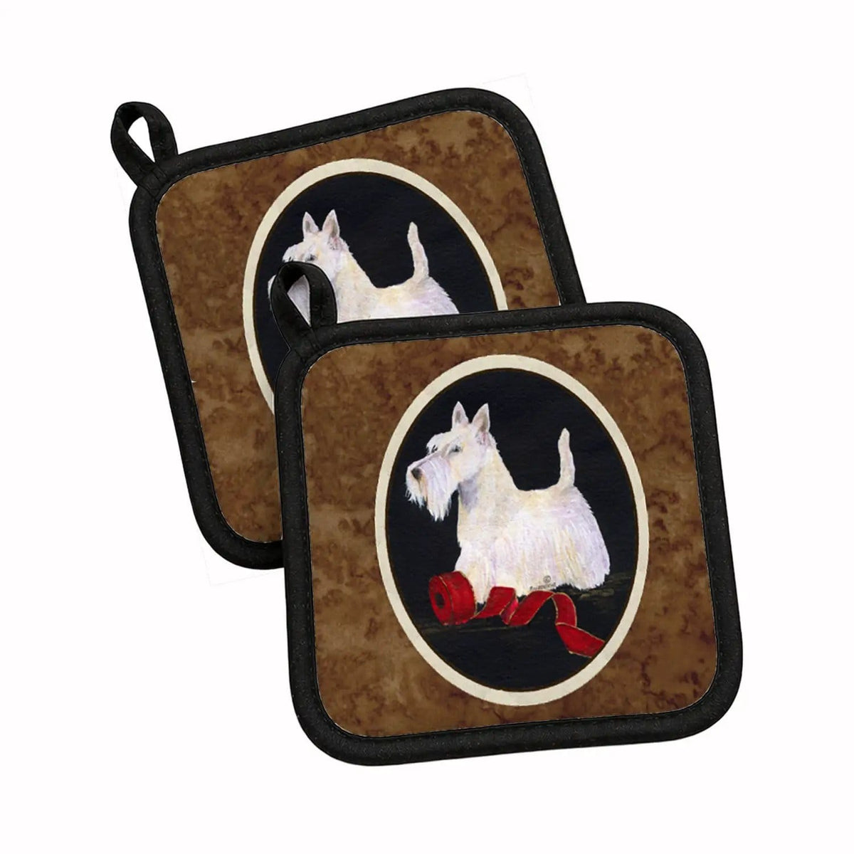 Pot Holder Set of 2 | Heat Resistant Quilted Hot Pads | 7.5 x 7.5 Inch | Scottish Terrier (Style 2)