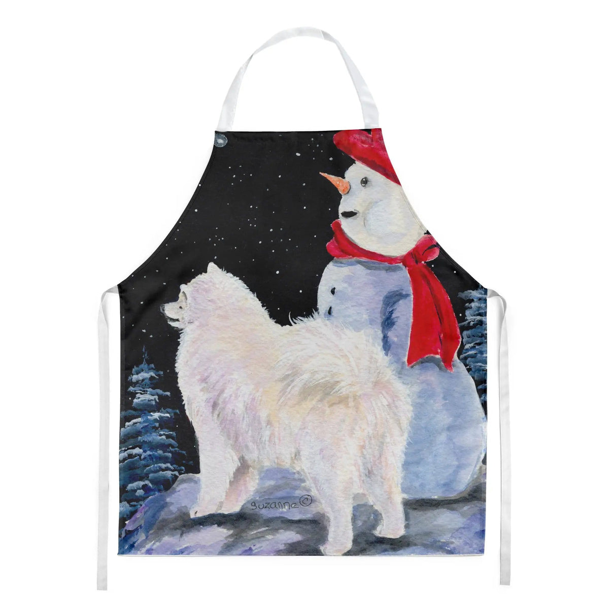 Kitchen Apron | Bib Style Unisex | 27"W x 30"H | Samoyed (Style 2)