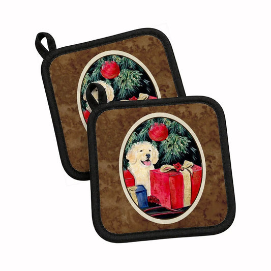 Pot Holder Set of 2 | Heat Resistant Quilted Hot Pads | 7.5 x 7.5 Inch | Golden Retriever (Style 35)