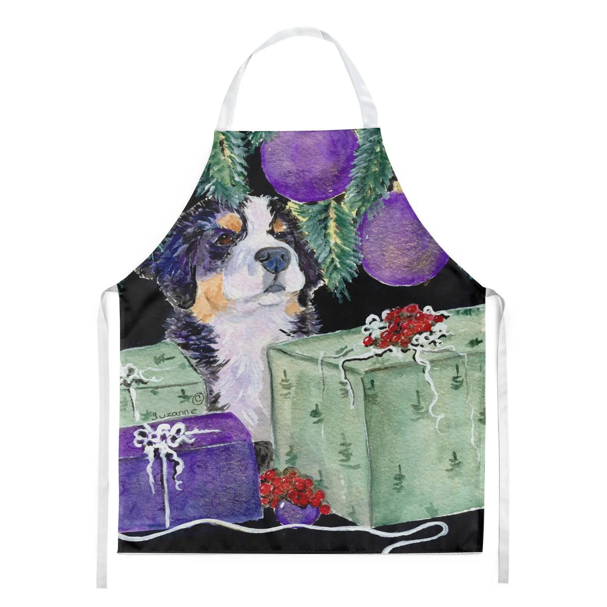 Kitchen Apron | Bib Style Unisex | 27"W x 30"H | Bernese Mountain Dog (Style 4)