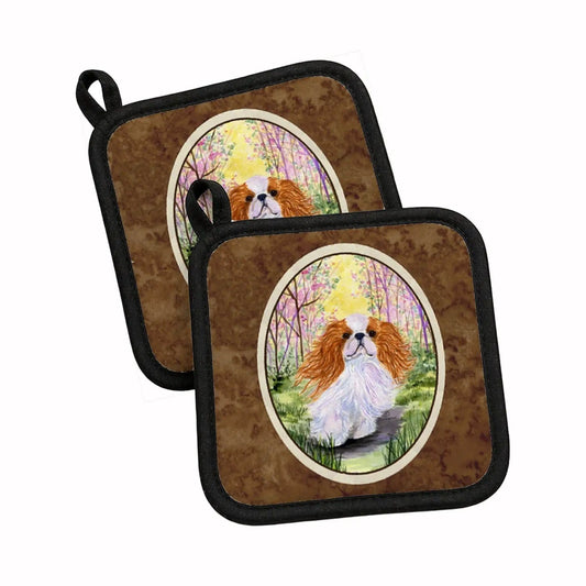 Pot Holder Set of 2 | Heat Resistant Quilted Hot Pads | 7.5 x 7.5 Inch | English Toy Spaniel