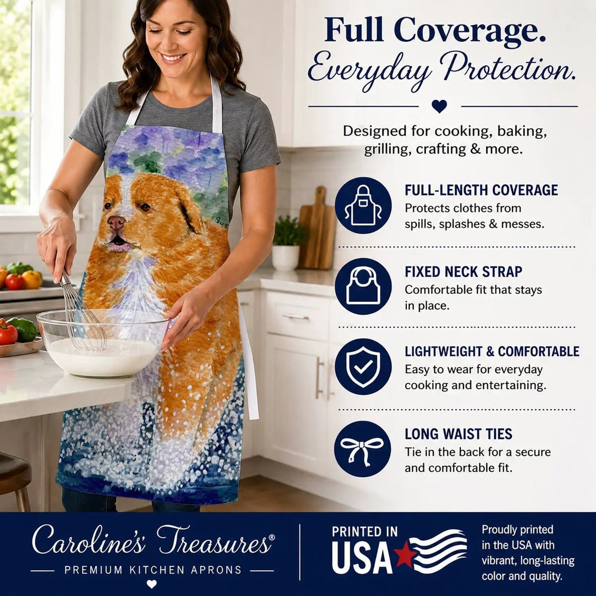 Kitchen Apron | Bib Style Unisex | 27"W x 30"H | Nova Scotia Duck Toller