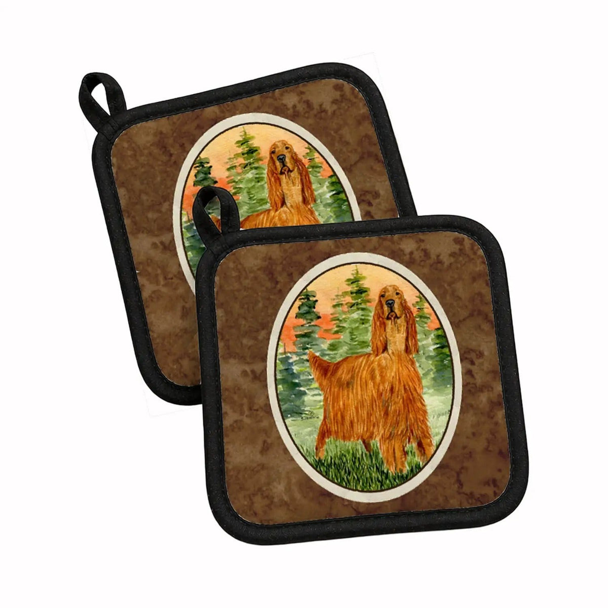Pot Holder Set of 2 | Heat Resistant Quilted Hot Pads | 7.5 x 7.5 Inch | Irish Setter