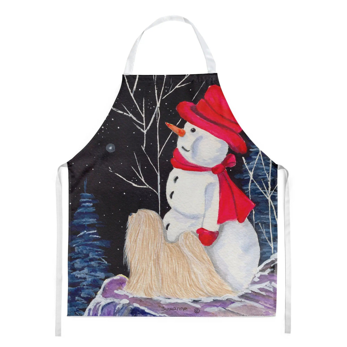 Kitchen Apron | Bib Style Unisex | 27"W x 30"H | Lhasa Apso (Style 2)
