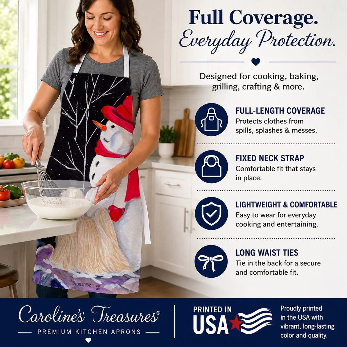 Kitchen Apron | Bib Style Unisex | 27"W x 30"H | Lhasa Apso (Style 2)
