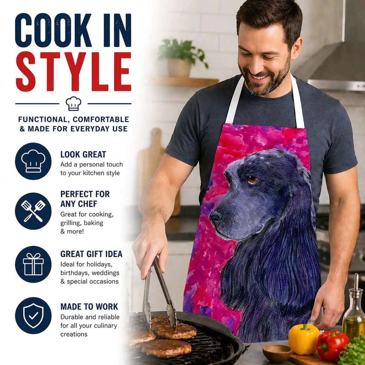 Kitchen Apron | Bib Style Unisex | 27"W x 30"H | Cocker Spaniel