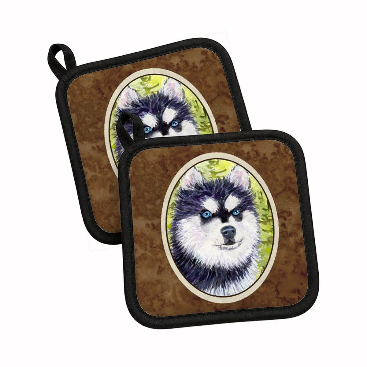 Pot Holder Set of 2 | Heat Resistant Quilted Hot Pads | 7.5 x 7.5 Inch | Klee Kai