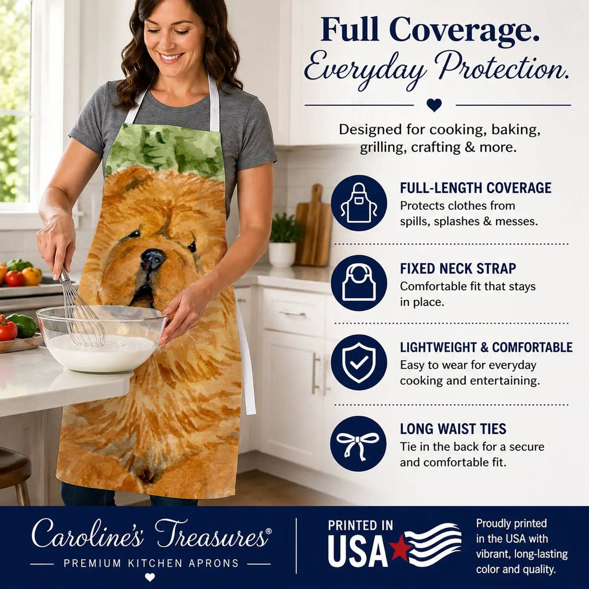 Kitchen Apron | Bib Style Unisex | 27"W x 30"H | Chow Chow (Style 6)