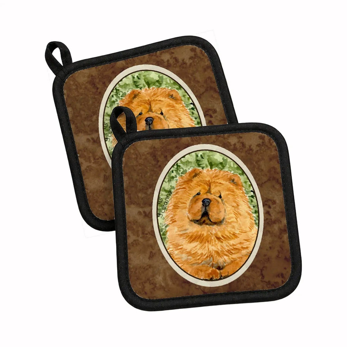Pot Holder Set of 2 | Heat Resistant Quilted Hot Pads | 7.5 x 7.5 Inch | Chow Chow
