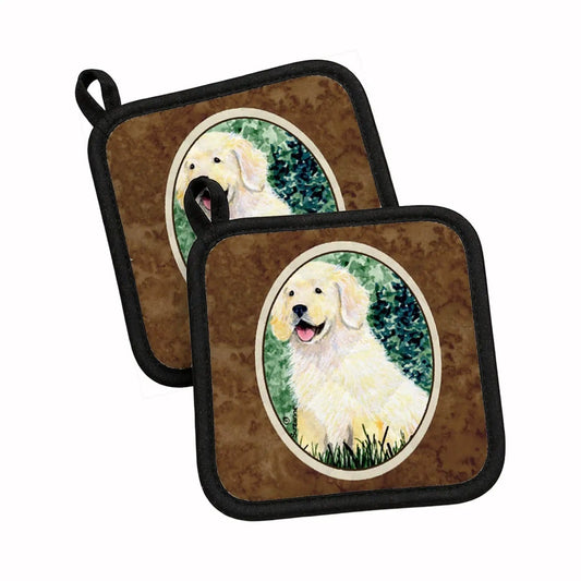 Pot Holder Set of 2 | Heat Resistant Quilted Hot Pads | 7.5 x 7.5 Inch | Golden Retriever (Style 6)