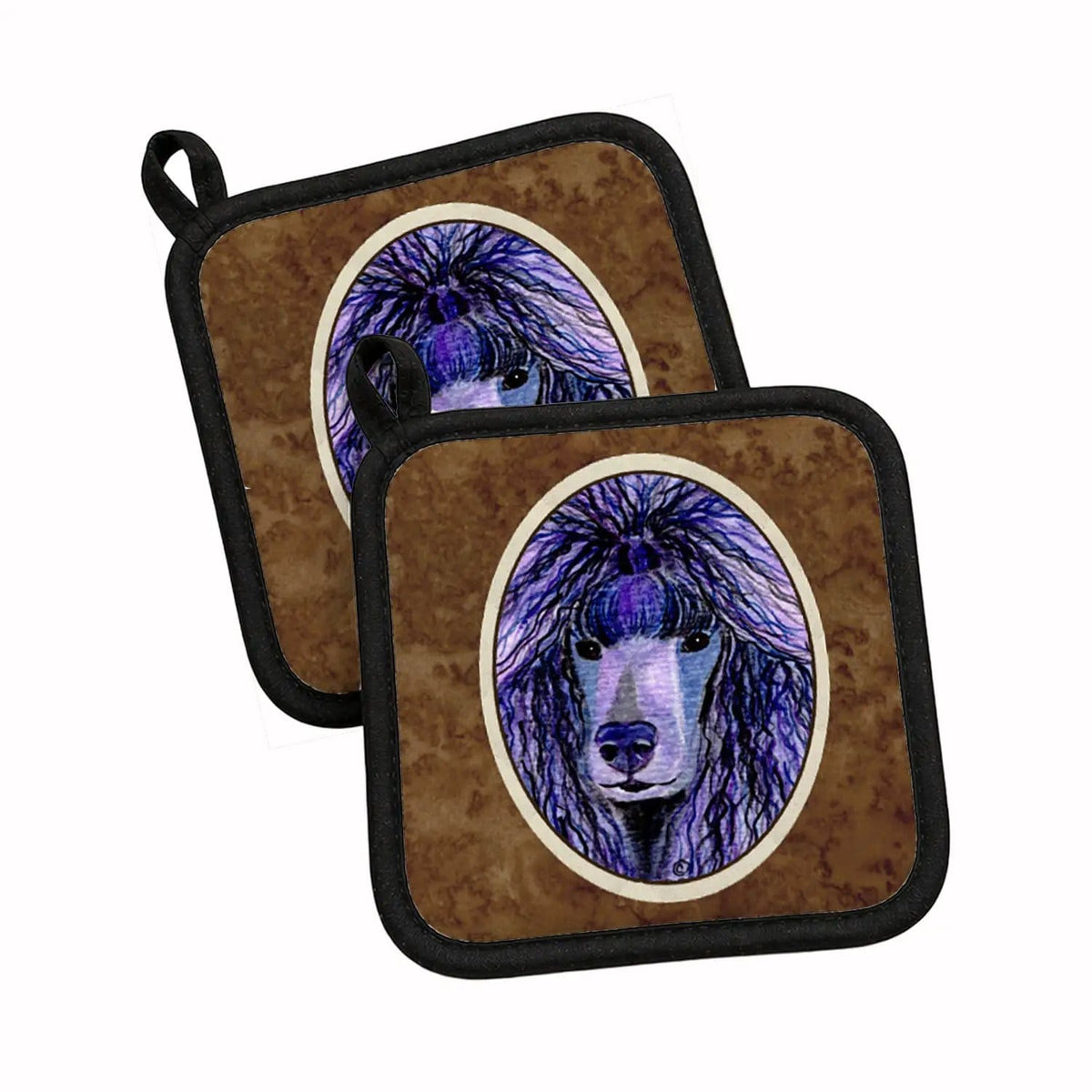 Pot Holder Set of 2 | Heat Resistant Quilted Hot Pads | 7.5 x 7.5 Inch | Poodle (Style 3)