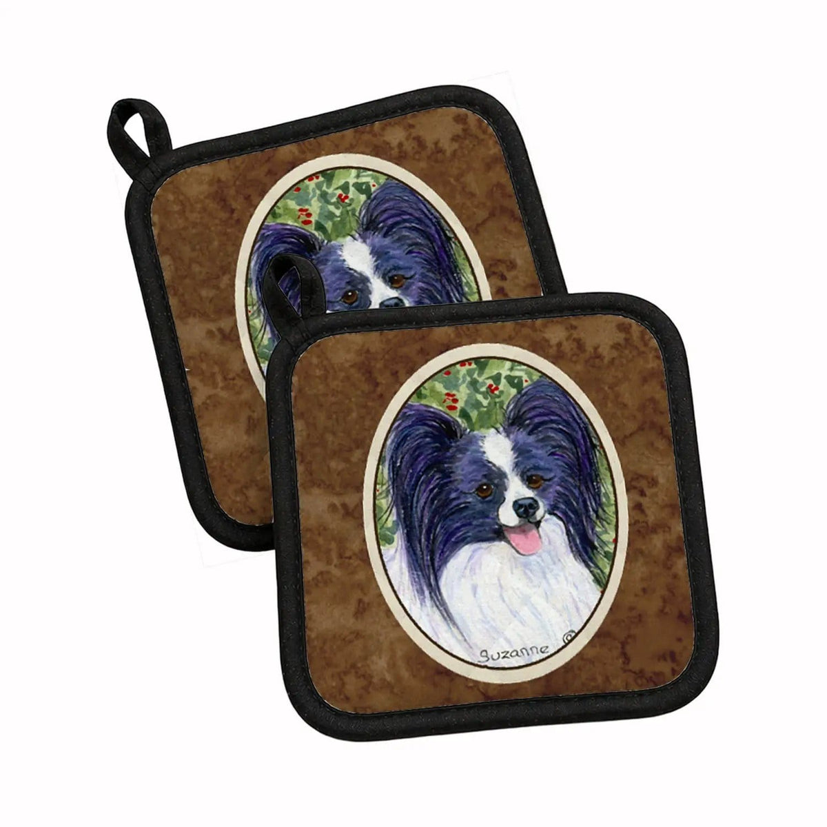 Pot Holder Set of 2 | Heat Resistant Quilted Hot Pads | 7.5 x 7.5 Inch | Papillon (Style 2)