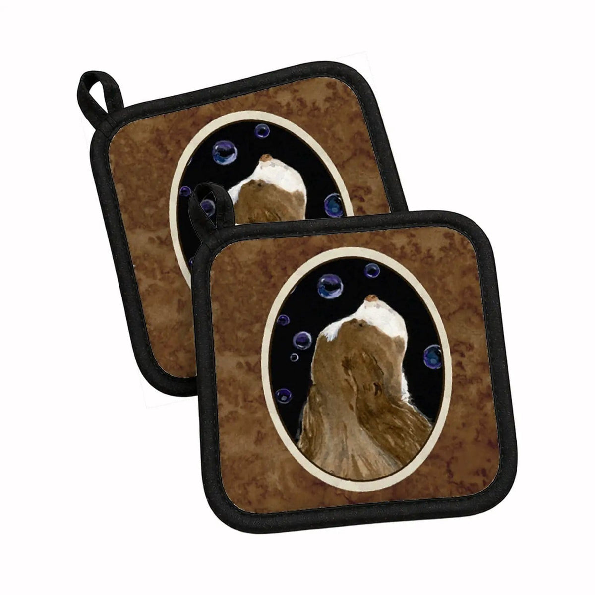 Pot Holder Set of 2 | Heat Resistant Quilted Hot Pads | 7.5 x 7.5 Inch | Springer Spaniel