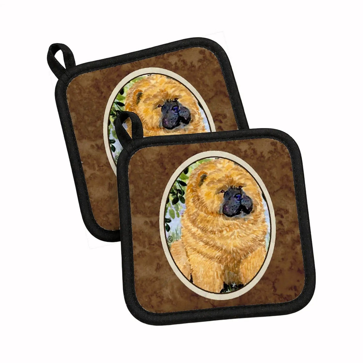 Pot Holder Set of 2 | Heat Resistant Quilted Hot Pads | 7.5 x 7.5 Inch | Chow Chow (Style 3)
