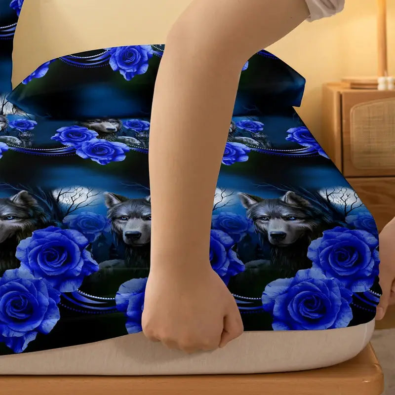 1 Simple modern Plant Flower animal printed matte Fitted Sheet, bedroom printed bed cover, bedding (excluding pillowcases) from PriceLows™