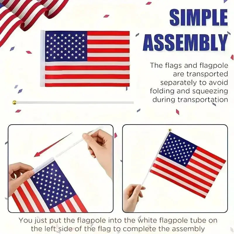 50pcs/20pcs American USA Flags on Sticks for 4th July Decorations, America Small Flags for Memorial Day Independence Day Decor from PriceLows™