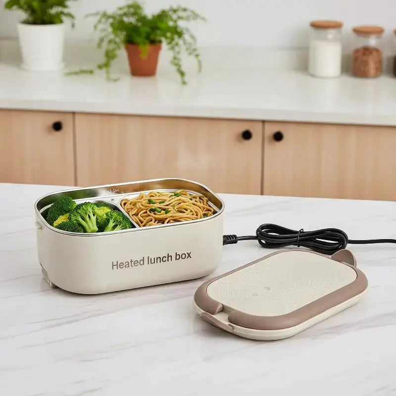 Lunch Box With Electric Heater 2-Basket Stainless Steel 304 No Rust Portable Water-free Electric Lunch Box from PriceLows™