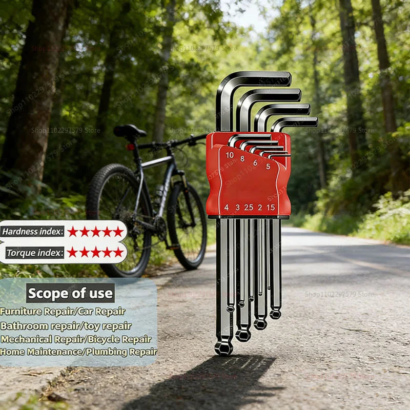 Universal Torque Length Metric Double Head Allen Wrench Set with Socket for Motorcycle Bikes Home Assembly and Disassembly Tools from PriceLows™