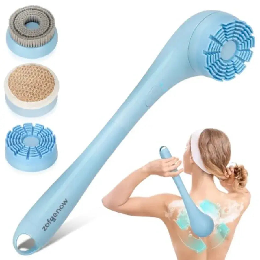 Electric Body Brush | Waterproof | Rechargeable Long Handle | 3 Heads