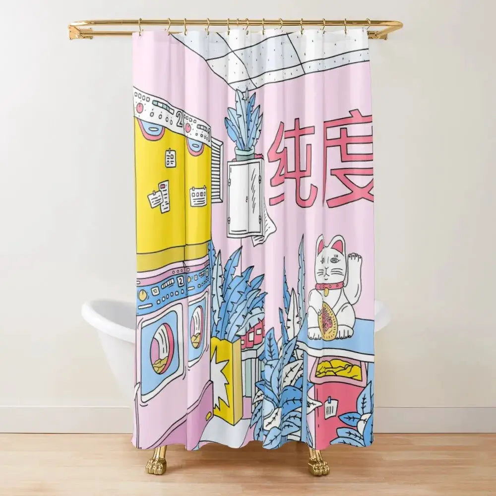 Japan Lucky Fortune Cat Shower Curtain Gold Coin Bathroom Decoration With Hook Polyester Fabric Waterproof Shower Curtain Hooks from PriceLows™