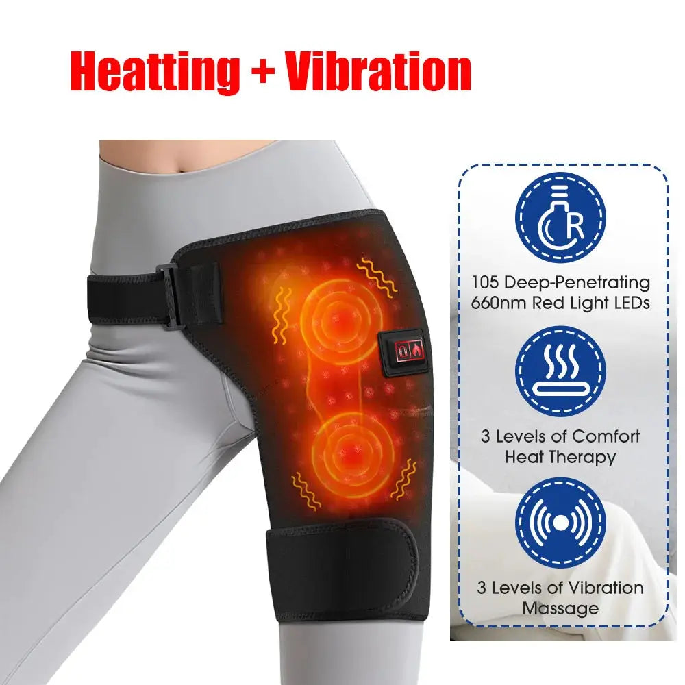 Cordless Heated Hip Brace | Vibration Massager | USB Powered