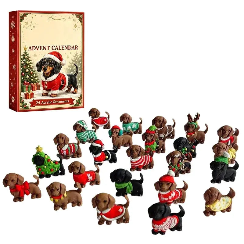 Christmas Advent Calendar | 3D Dachshund Design | 24 Door Openings | Plastic