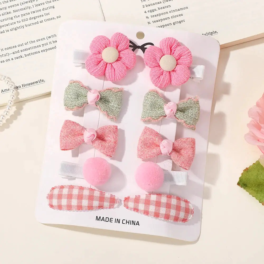 Rainbow Hair Bows | 16Pcs Colorful Set | Boutique Hairpins For Kids