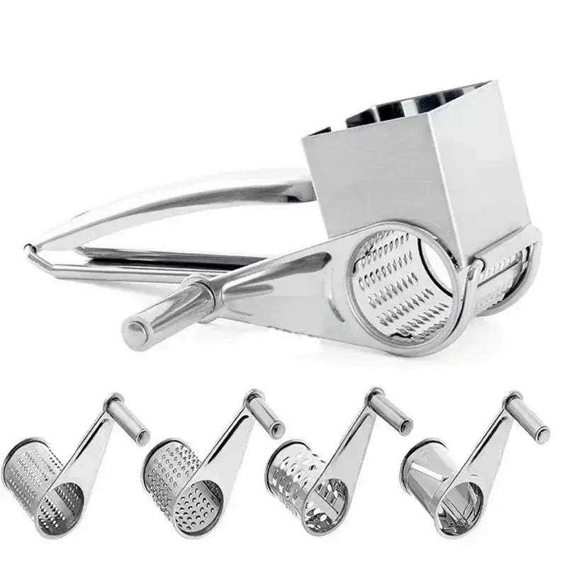 Cheese Grater | Stainless Steel | Crank Rotary Blades | Compact