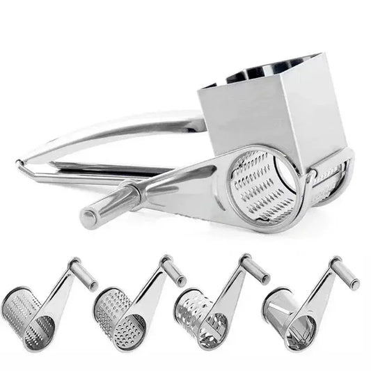 Cheese Grater | Stainless Steel | Crank Rotary Blades | Compact