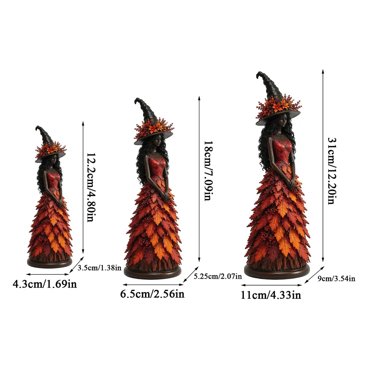 Witch Figurine | 15CM Resin | Halloween Decor | Berry Staff