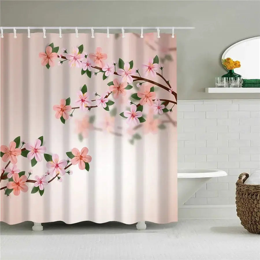 3D Flower Plum Blossom Lotus Lavender Rose Shower Curtains Bathroom Curtain Frabic Waterproof Polyester Bath Curtain with Hooks from PriceLows™