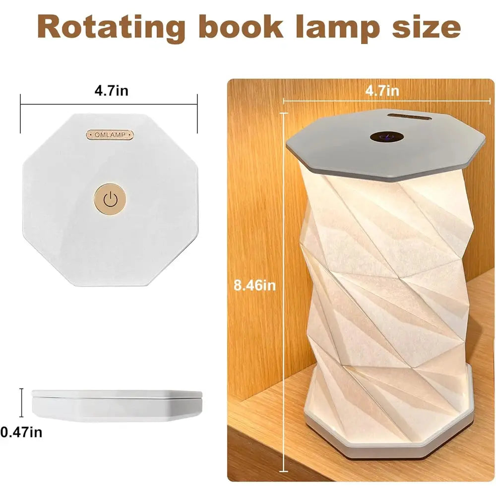 Rotating Foldable Night Light Paper Lantern Portable Atmosphere Light LED Touch Dimmer Bedhead Decoration Gift Table Book Light from PriceLows™