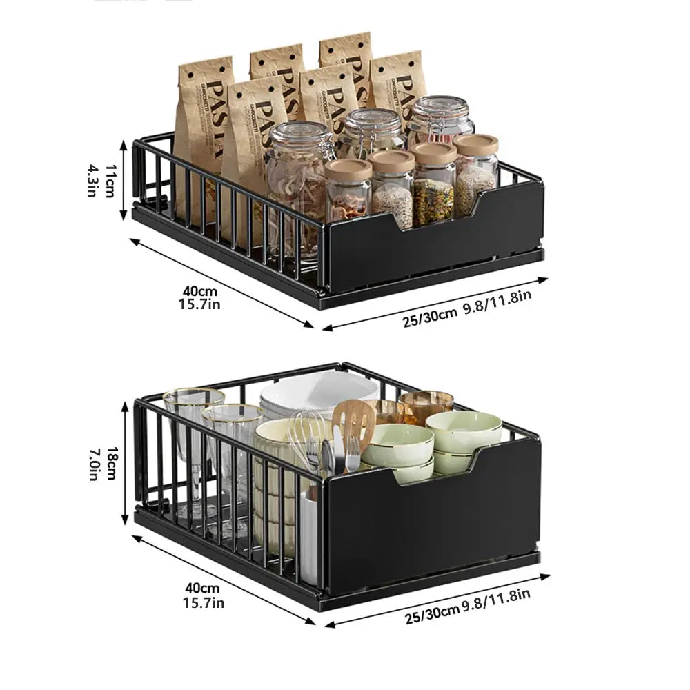 Pull Out Cabinet Organizer, Carbon Steel Foldable Slide Out Drawers Storage Rack For Kitchen Cabinets Bathroom Cabinet Organizer from PriceLows™