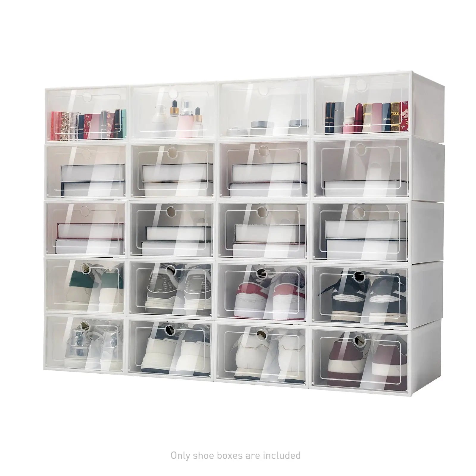 20PCS/24PCS Foldable Flip Shoe Boxes Set Shoe Rack Stackable Storage Container Plastic Clear Shoe Case Home Organizer 33*23*14cm from PriceLows™