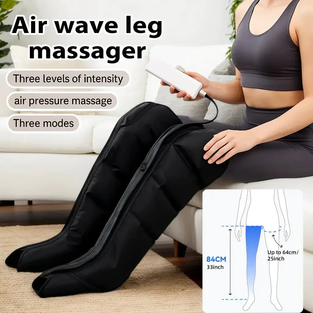 Leg Air Compression Massager | Knee To Toe Coverage | With Remote | One Size