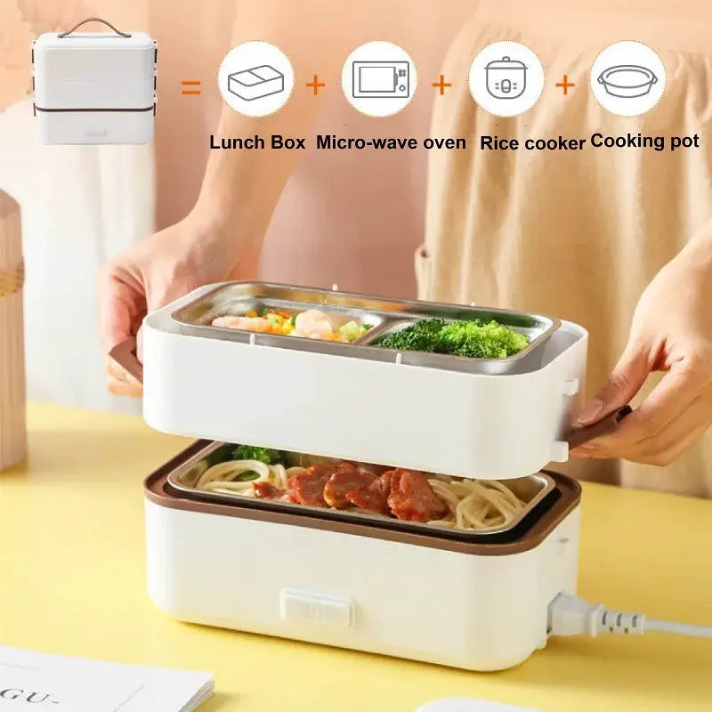 110V/220V Electric Lunch Box Portable Food Fast Heating Lunch Box 304 Stainless Steel Warmer Multi-Layer Office Lunch Box 800ml from PriceLows™