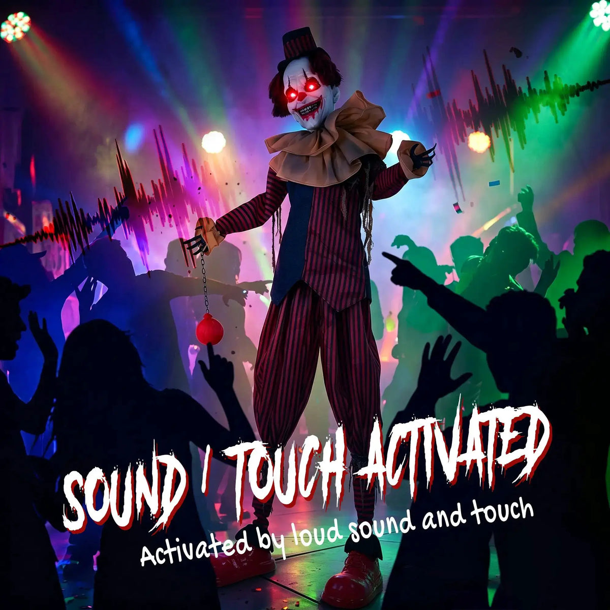 Animated Halloween Clown | Touch Activated | Light Up Eyes | 94 Inch
