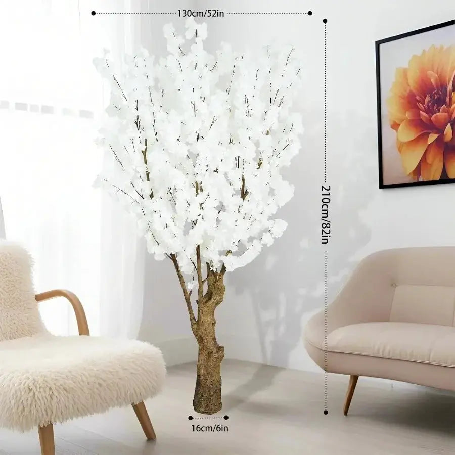 7FT Artificial Cherry Blossom Tree with White Faux Flowers for Indoor and Outdoor Home Decor Office Decoration Wedding Party Am from PriceLows™