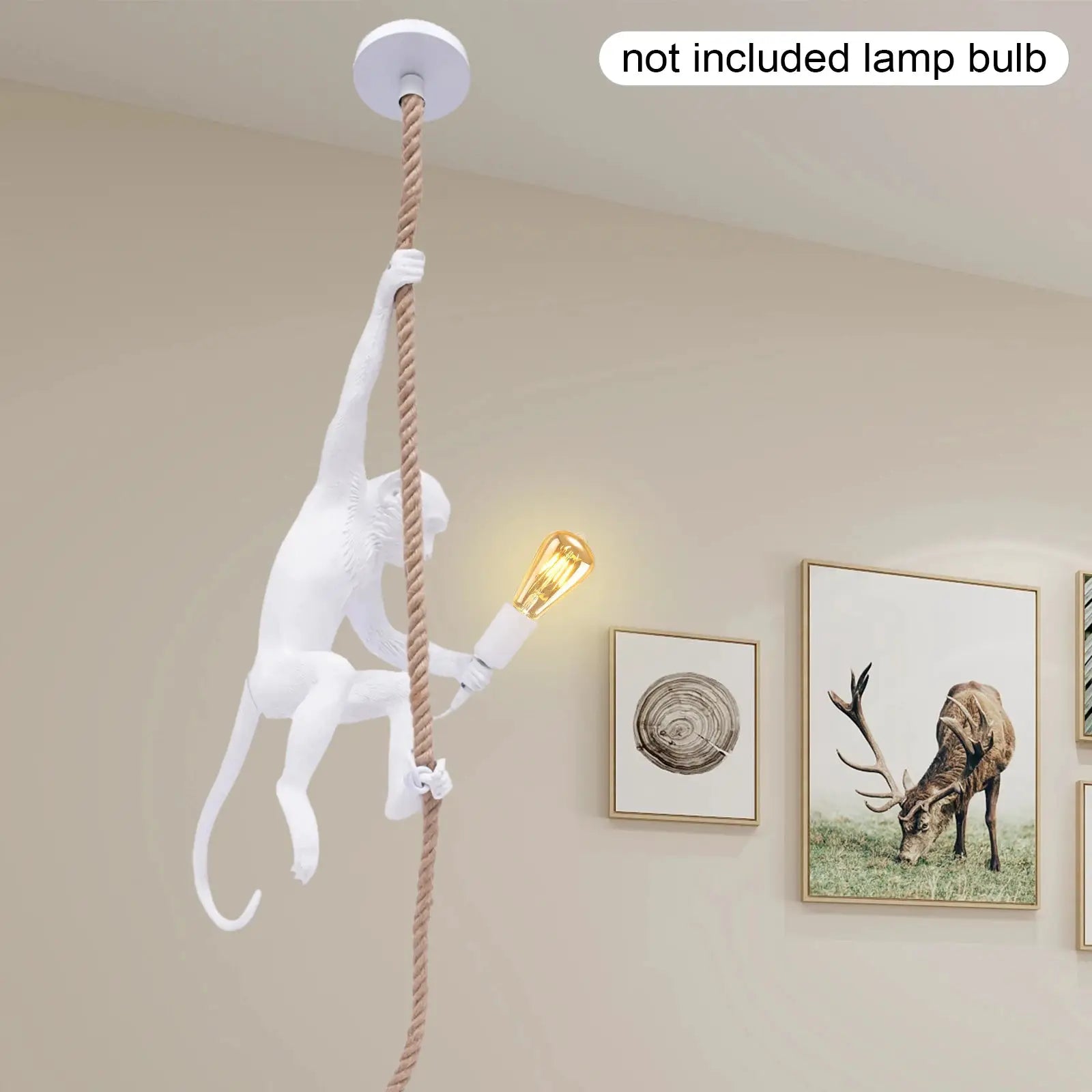 Vintage Resin Hemp Rope Monkey Pendant Light Chandelier Industrial Retro Edison Ceiling Pendant Lamp Fixture E27 for Bedrooms from PriceLows™