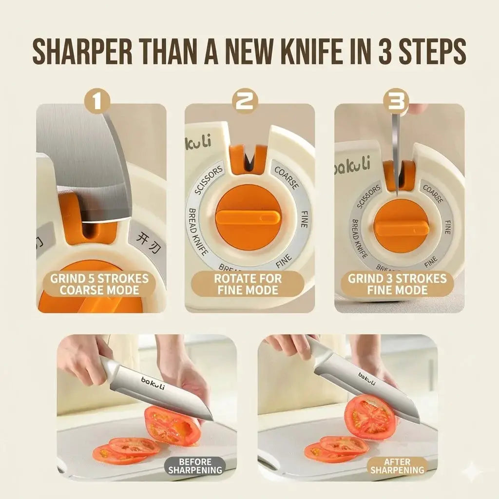 Knife Sharpener | Six In One Sharpener | Silicon Carbide | For Bread Knives