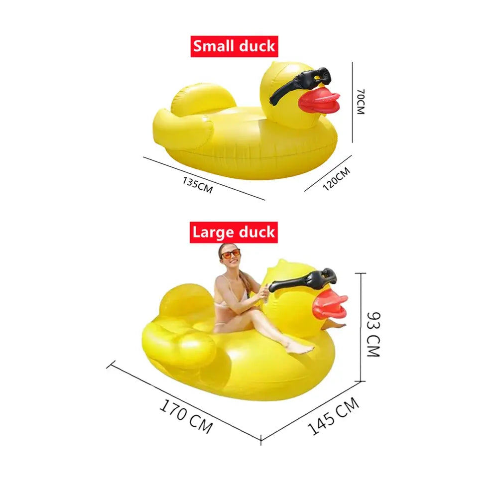 Inflatable Pool Float | Giant Duck Design | Thickened Air Mattress