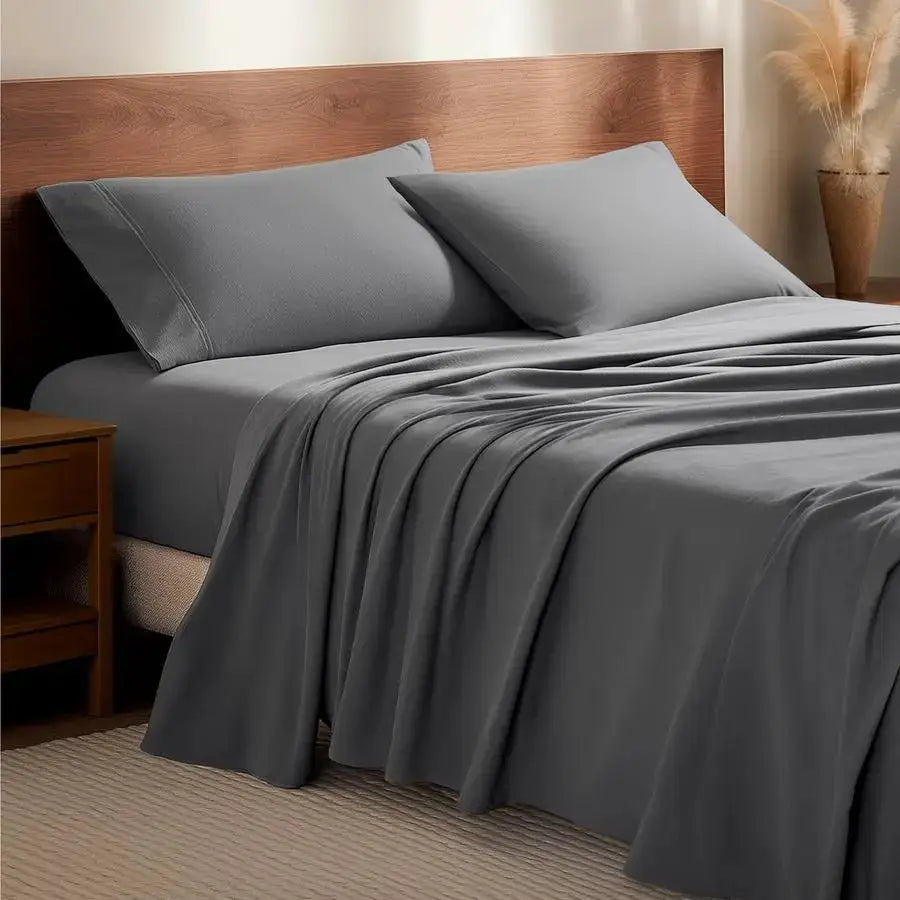 Flannel Sheet Set 100 Cotton, Velvety Soft Heavyweight Double Brushed Flannel Deep Pocket Queen, Grey from PriceLows™
