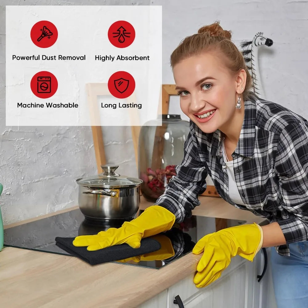 Microfiber Cleaning Cloths | Polyester Blend | Soft Absorbent | 24 Pack 12x16in