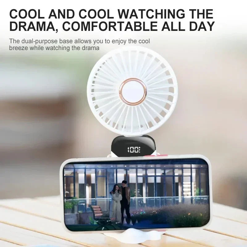 Portable Handheld Mini Fan | 5 Speed | USB Rechargeable | Phone Stand N15